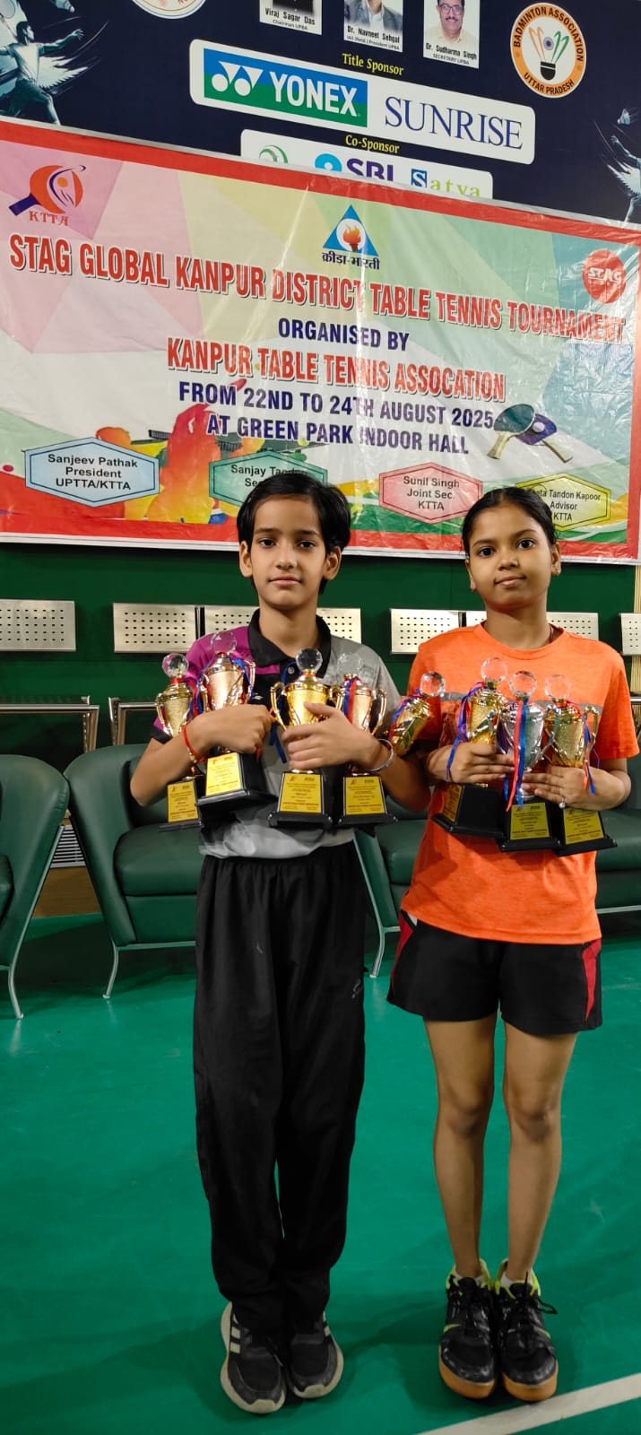 District Table Tennis Championship : प्रेक्षा तिवारी ने तिहरा और सुविज्ञा, तारिणी, आशुतोष, दक्ष  ने जीता दोहरा खिताब